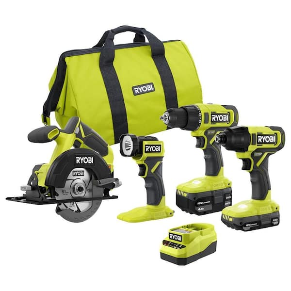 ONE+ 18V Cordless 4-Tool Combo Kit with (2) Batteries and Charger