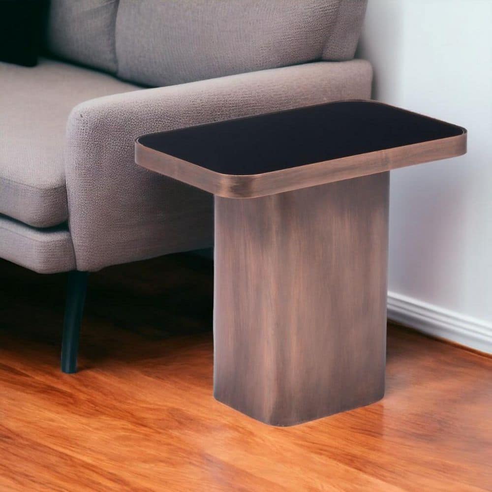 20.00 in. Black Rectangular Glass End Table