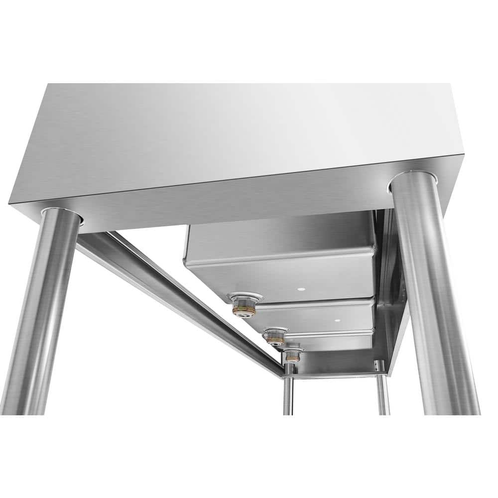 60 in. Stainless Steel Commercial Bar Sink with Copper Faucet and Dual Drainboards