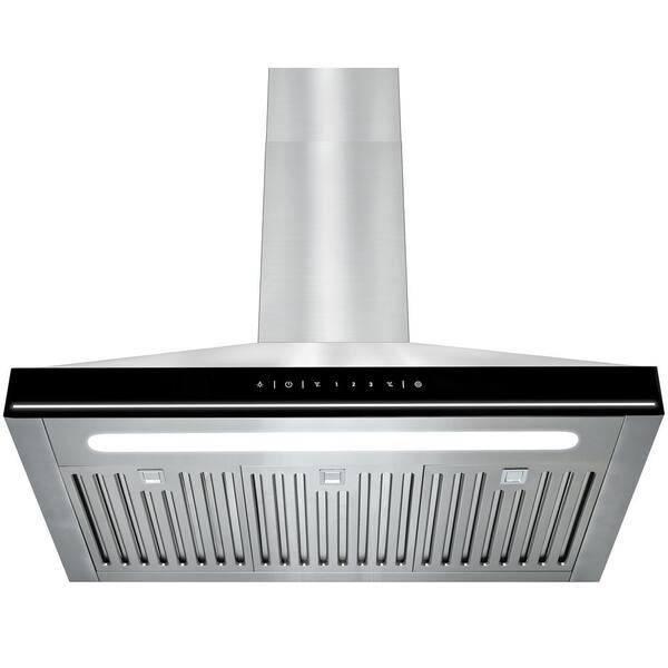 AKDY 30 in. Convertible Kitchen Wall Mount Range Hood in Stainless Steel with LEDs and Touch Controls