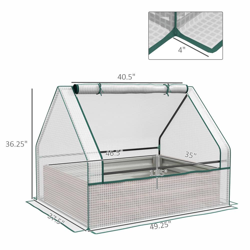 White and Brown PE Steel Mini Greenhouse with Planter Box