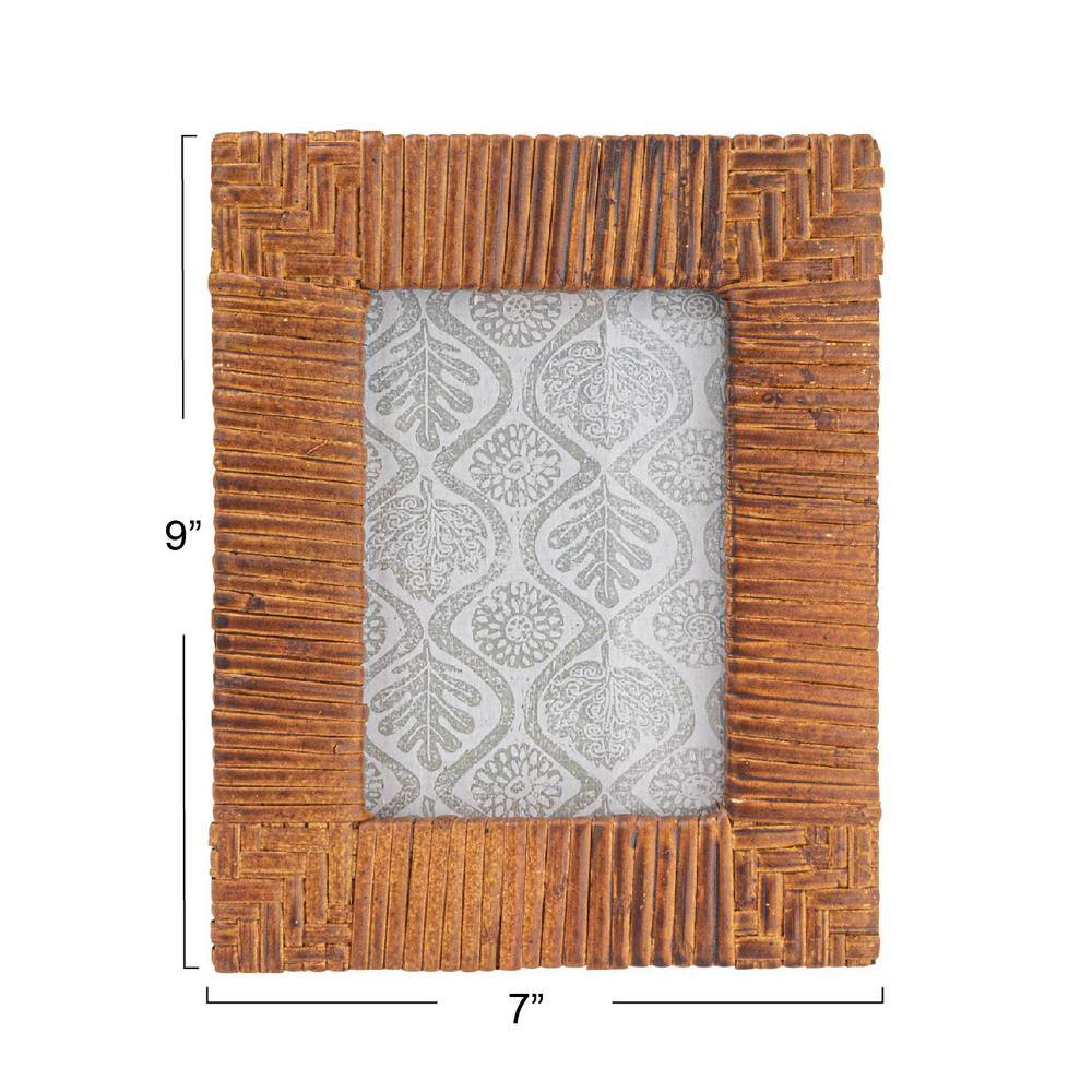 Natural Stained Handwoven Rattan 4x6 Tabletop Picture Frame