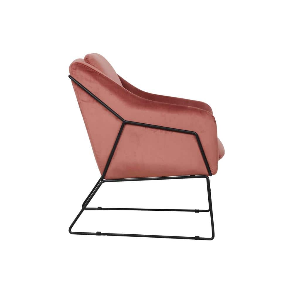 Royal Rose Velvet and Black Metal Accent Chair