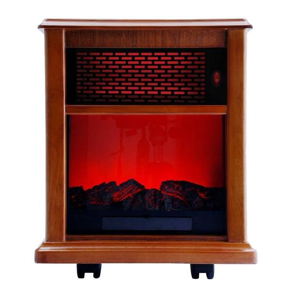 American Comfort 1500-Watt Portable Infrared Fireplace Heater Solid Wood Construction - Tuscan