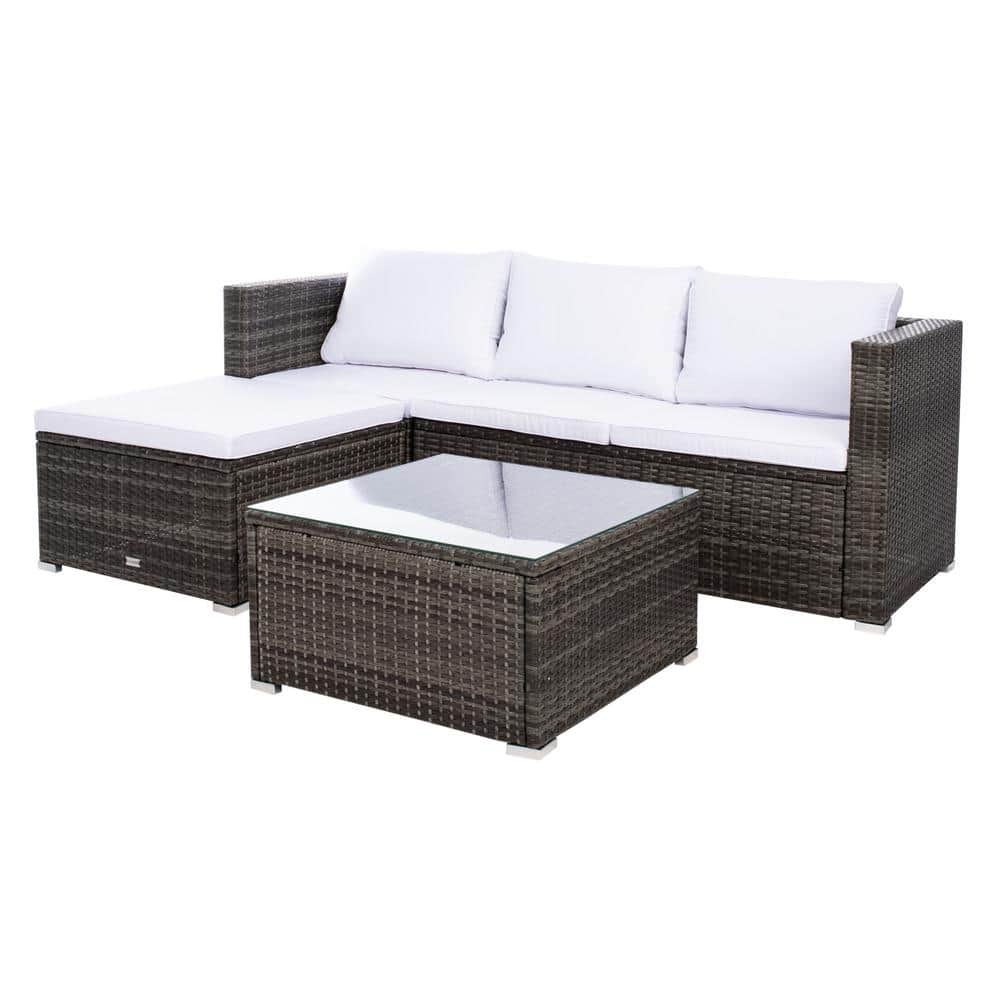 Madalina 4-Person Black Wicker Outdoor Conversation Set with Cushions