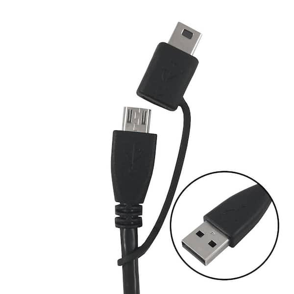 Zenith 3 ft. Braided USB A to Micro USB cable with Micro USB Adapter, Black