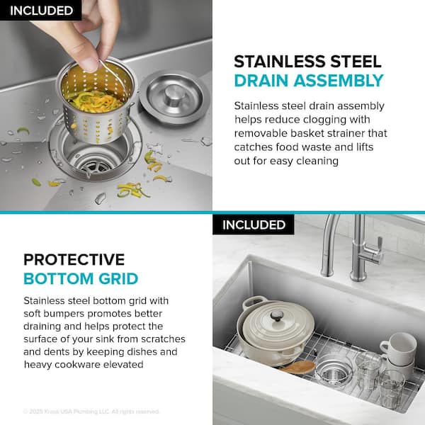 Standart PRO 30 in. Undermount Single Bowl 16 Gauge Stainless Steel Kitchen Sink with Accessories