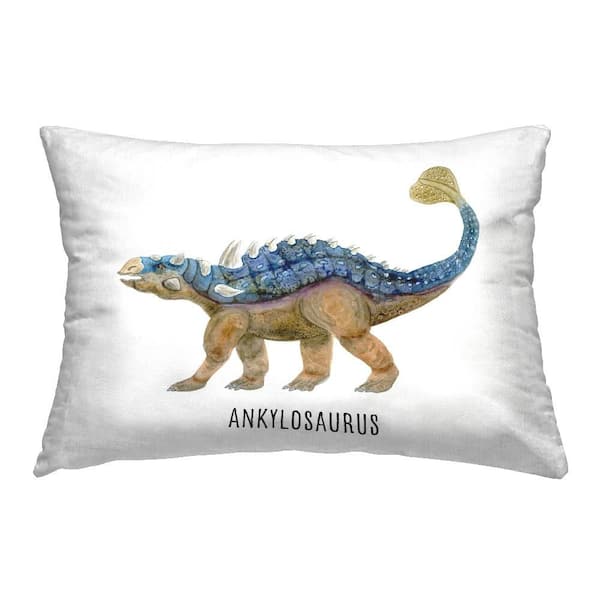 Ankylosaurus Dinosaur Learning Blue Print Polyester 14 in. X 20in. Throw Pillow