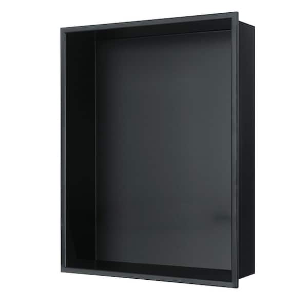 PULSE Showerspas 12.6 in. W x 16.5 in. H x 4 in. D Stainless Steel Single Shelf Recessed Shower Niche in Matte Black