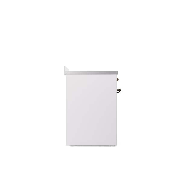 Nostalgie II 30 in. 4 Zone Freestanding Induction Range in White with Bronze