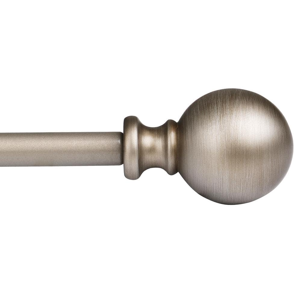 Satin Nickel Adjustable Curtain Rod with Round Finials, 28-48 in