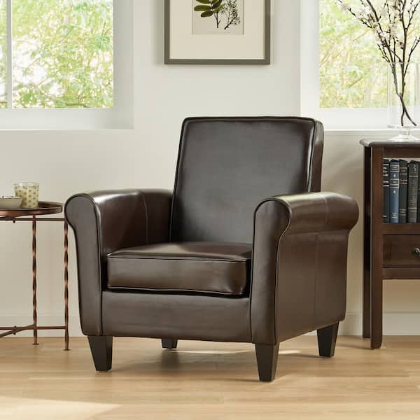 Noble House Freemont Chocolate Brown Bonded Leather Club Chair (Set of 1)