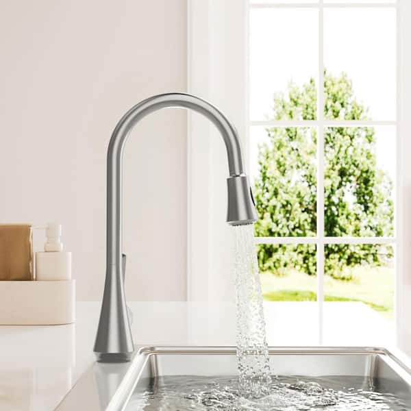 18.3 in. H 1-Handle 2-Spray Pull Down Sprayer Kitchen Faucet Hot and Cold with 360° Swivel in Stainless Steel