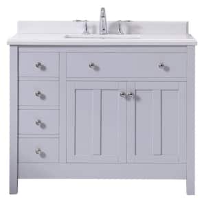 Newcastle 42 in. W Bath Vanity in Dove Gray with Cultured Marble Vanity Top in White with White Basin