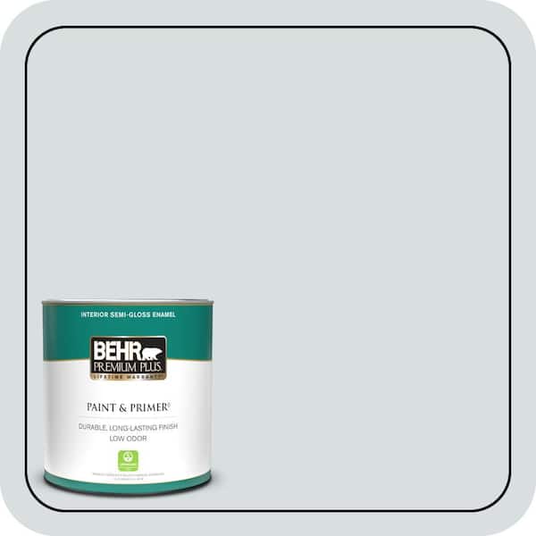 BEHR PREMIUM PLUS 1 qt. #ECC-31-2 Echo Mist Semi-Gloss Enamel Low Odor Interior Paint & Primer