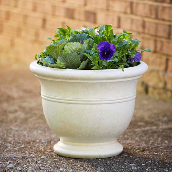 Jean Pierre Large 14.96 in. 11.5 in. 13.95 Qt. Ivory Resin Composite Outdoor Planter