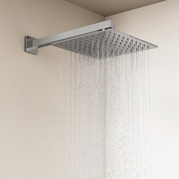 10 in. 2-Spray Wall Mount Square High Pressure Wall Bar Shower Kit with Hand Shower in Chrome (Valve Included)