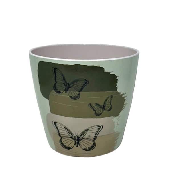 Unbranded 7 in. Butterfly Round Self-Watering Bamboo Pot