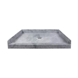 Ready to Tile 49 in. L x 40.5 in. W Single Threshold Alcove Shower Pan Base with a Center Drain in Dark Grey