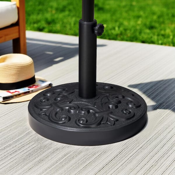27 lbs. HDPE Resin Cement Concrete Outdoor Patio Market Umbrella Base in Black