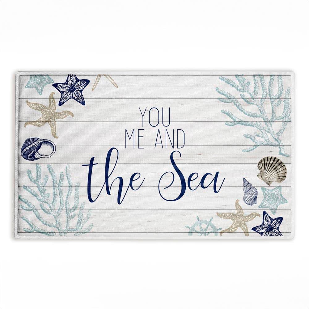 You Me & The Sea 18 in. x 30 in. Blue Graphic Polyester Blend Rectangle Bath Mat price history on PriceWatchPro