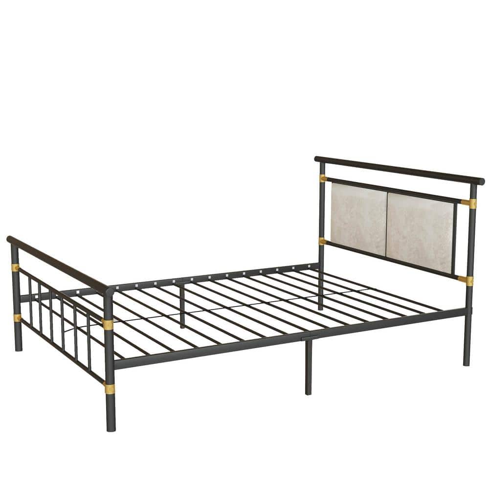 mieres 55" W Metal Platform Bed Full Size Bed Frame with Upholstered