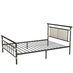 55" W Metal Platform Bed Full Size Bed Frame with Upholstered Headboard, Footboard, No Box Spring Needed