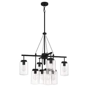 Crosspoint 8-Light Espresso Finish w/Clear Glass Transitional Chandelier for Kitchen/Dining/Foyer No Bulb Included