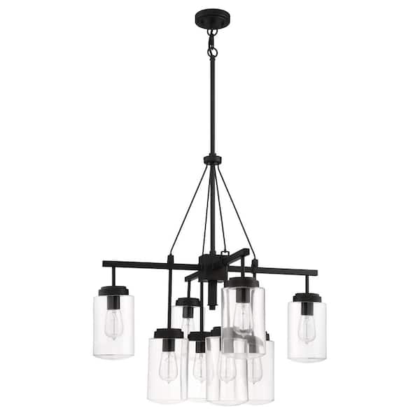 CRAFTMADE Crosspoint 8-Light Espresso Finish w/Clear Glass Transitional Chandelier for Kitchen/Dining/Foyer No Bulb Included