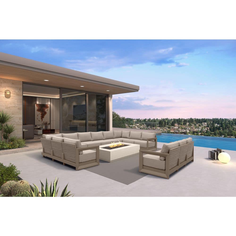 13 Pieces Patio Conversation Sets All Weather Outdoor Couch Sectional Set with Cushion Conversation Set Khaki price history on PriceWatchPro