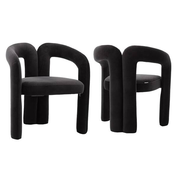 Contemporary Designed Black Velvet Upholstered Accent Arm Chair Dining