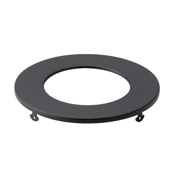 Direct-to-Ceiling 4 in. Textured Black Round Slim Recessed Light Trim (1-Pack)