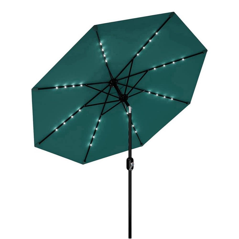 9 ft. Patio Umbrella, Solar LED Lighted 8-Rib Round Market Umbrella in Blue with Crank Lift and Tilt price history on PriceWatchPro
