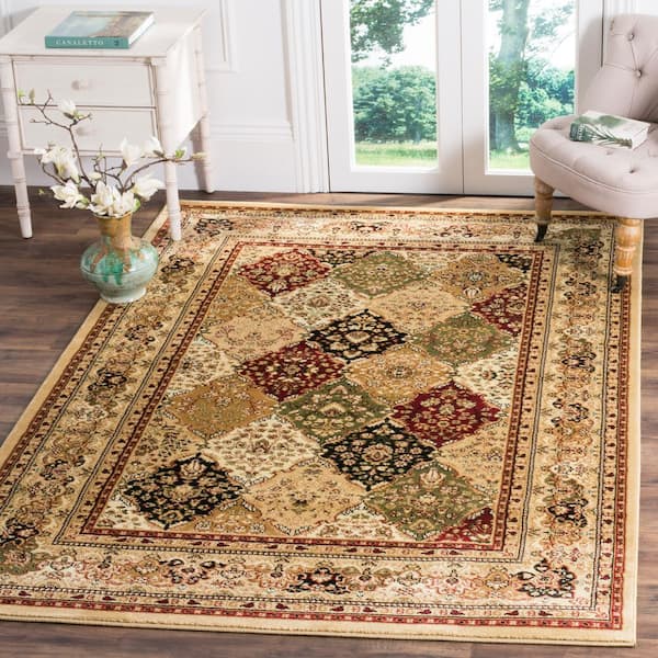 Lyndhurst Multi/Beige 10 ft. x 10 ft. Geometric Diamond Border Square Area Rug