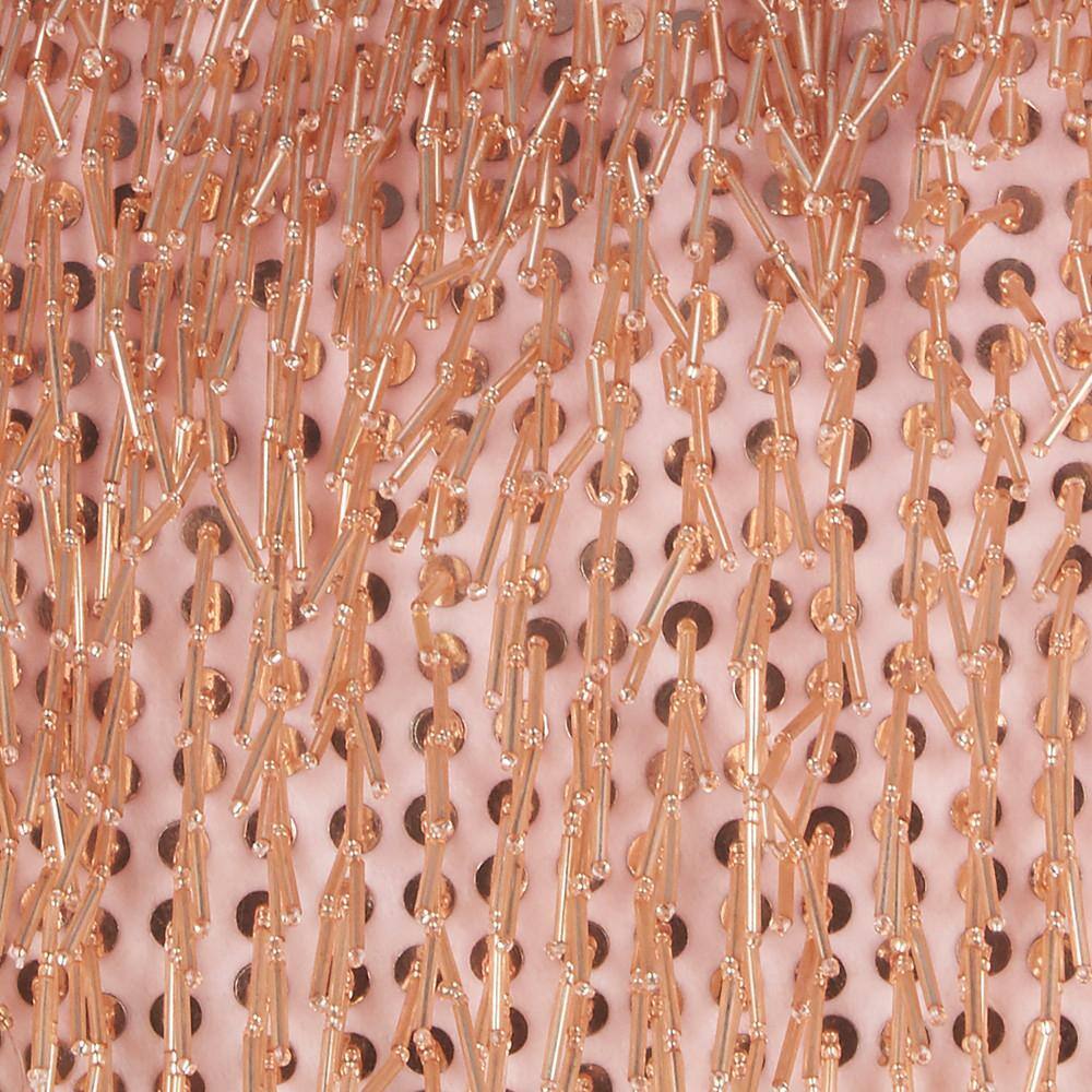 Blush Pink Beaded Tassels Lumbar Throw Pillow 10" x 14"