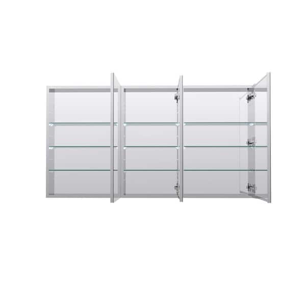 ROSA 56 in. W x 30 in. H Rectangular Aluminum Medicine Cabinet with Mirror, Reversible Door, Modular Combo Cabinet