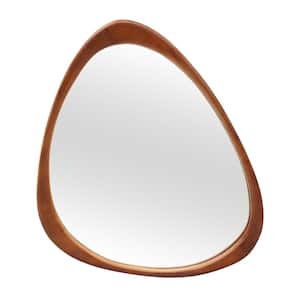 19 in. W x 24 in. H Irregular Natural Wood-Frame Wall Mirror, Distinctive Asymmetric Design