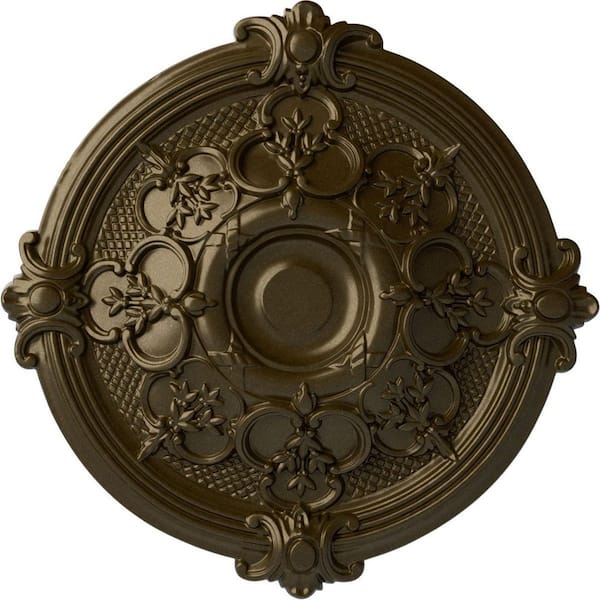 Ekena Millwork 17-3/8" x 1-3/4" Hamilton Urethane Ceiling Medallion (Fits Canopies upto 3-3/4"), Brass