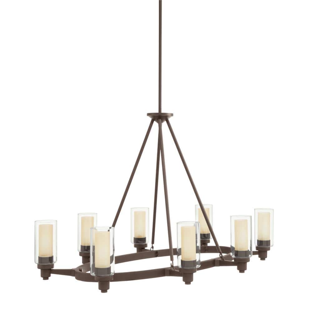 Circolo 27" Bronze 8-Light Oval Chandelier with Clear Glass