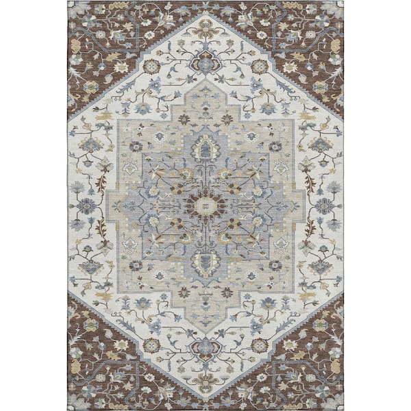 Mayfield Premium Machine Washable Abstract AMF2533 Chocolate 9 ft. x 12 ft. Area Rug