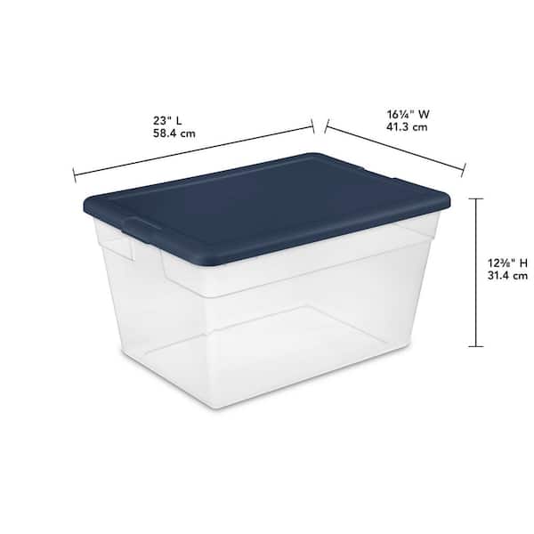 Hefty 6-Pack Large 16.5-Gallons (66-Quart) Clear-white-blue Weatherproof  Tote with Latching Lid at
