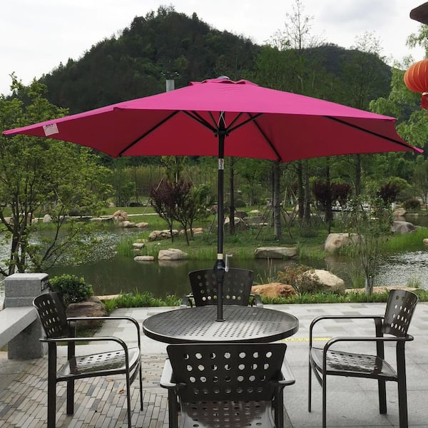 7ft burgandy patio umbrellas Best Choice Products 10ft Outdoor Umbrella, Outdoor Table Umbrella, Yard Umbrella, Market Umbrella with 6 Sturdy Ribs, Push Button, Tilt and Crank Fully tested to meet ASTM performance standards for commercial outdoor furniture fabric 13 ft Large Patio Umbrella