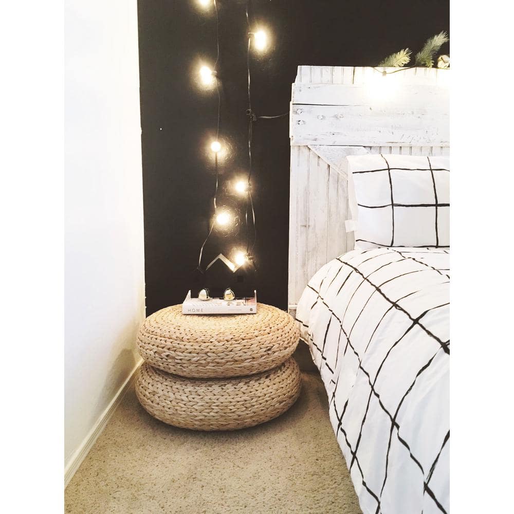 Twin White and Black Microfiber Geometric Duvet Cover Set