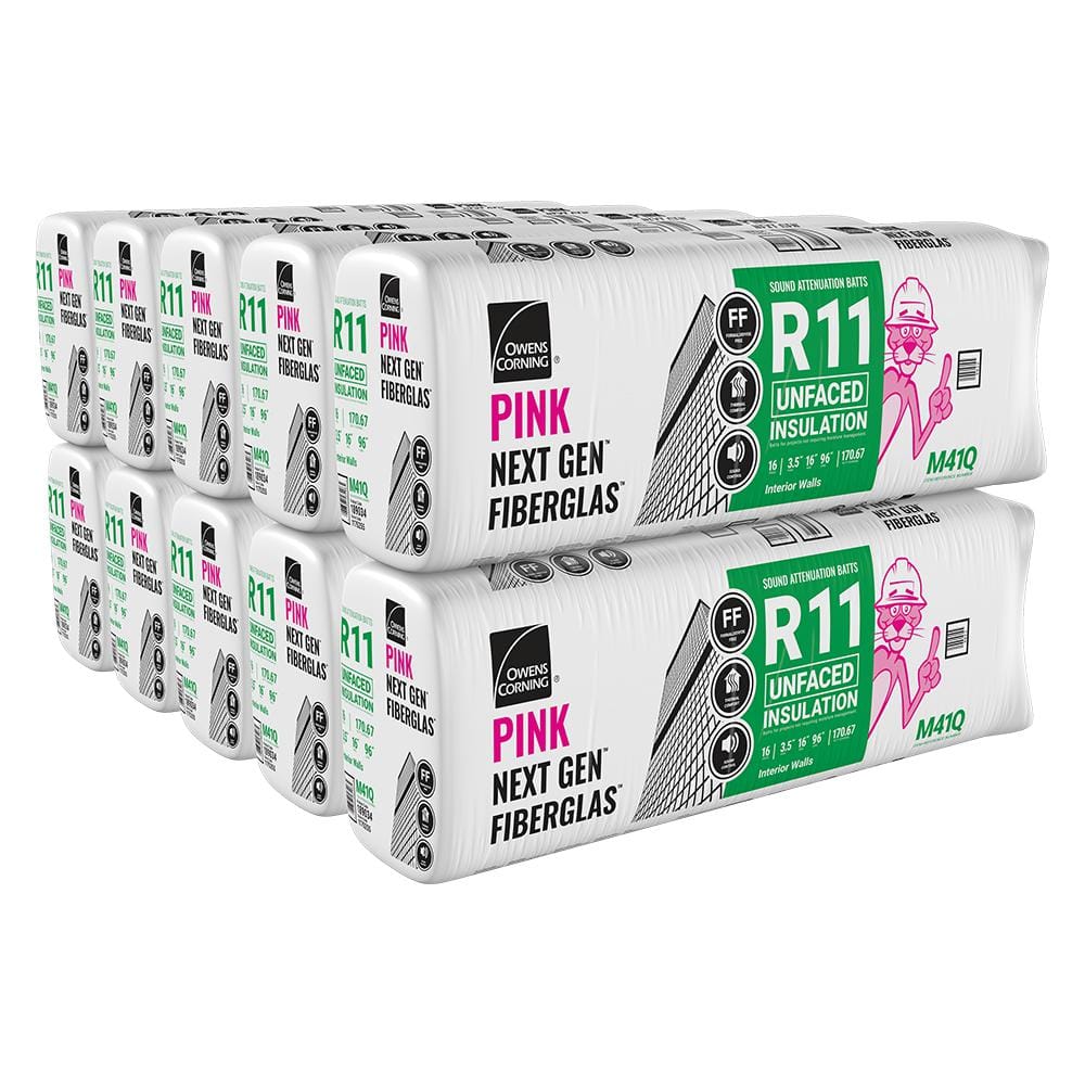 Owens Corning R-11 Unfaced Fiberglass Insulation Batt 16 in. x 96 in. (10-Bags)