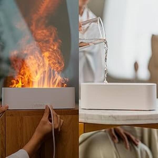 Afoxsos - Colorful Flame Fire Diffuser Humidifier, 7-Colors Oil Diffuser, Ultra-Quiet Aroma Essential Oils Aromatherapy Diffusers