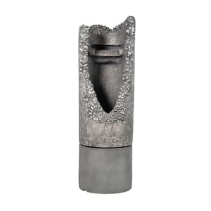 15.5 in. x 15.5 in. x 48 in. Large Contemporary Outdoor Water Fountain with Light Unique Gray Waterfall Fountain