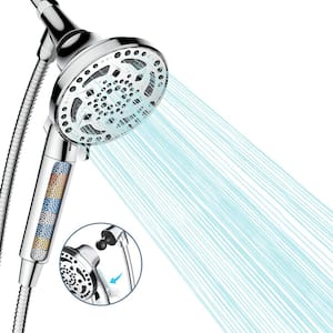 7-Spray 4.92 in. Wall Mount Adjustable Filtered Handheld Shower Heads Removable Shower hose 1.8 GPM in Chrome