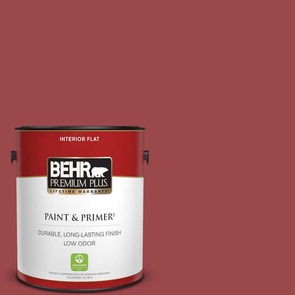 BEHR PREMIUM PLUS 1 gal. #150D-7 Regal Red Flat Low Odor Interior Paint & Primer