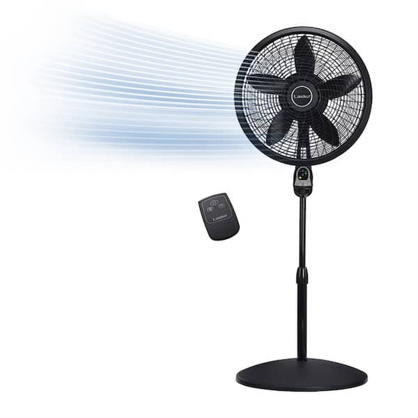 Cyclone 18 in. 3 Speed Oscillating Pedestal Fan for Home in Black with Adjustable Height, 4-Hour Timer and Remote