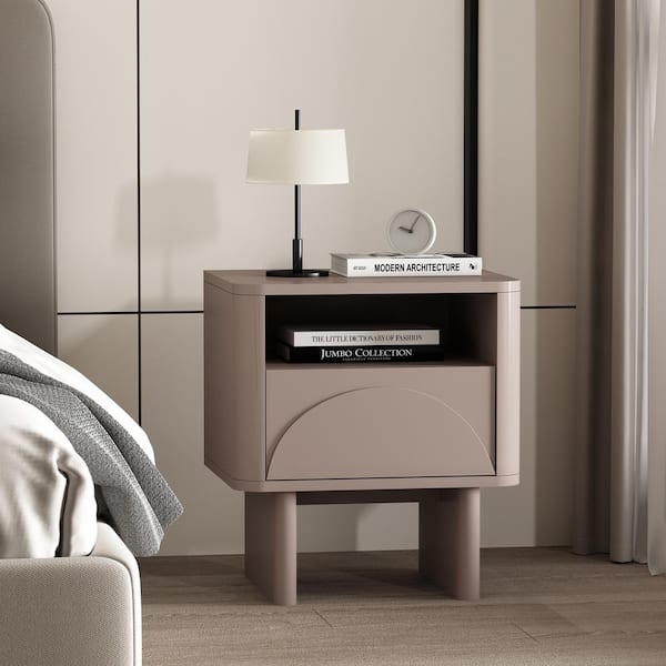 Ella Modern Mocha 1-Drawer 19.7 in. W Nightstand